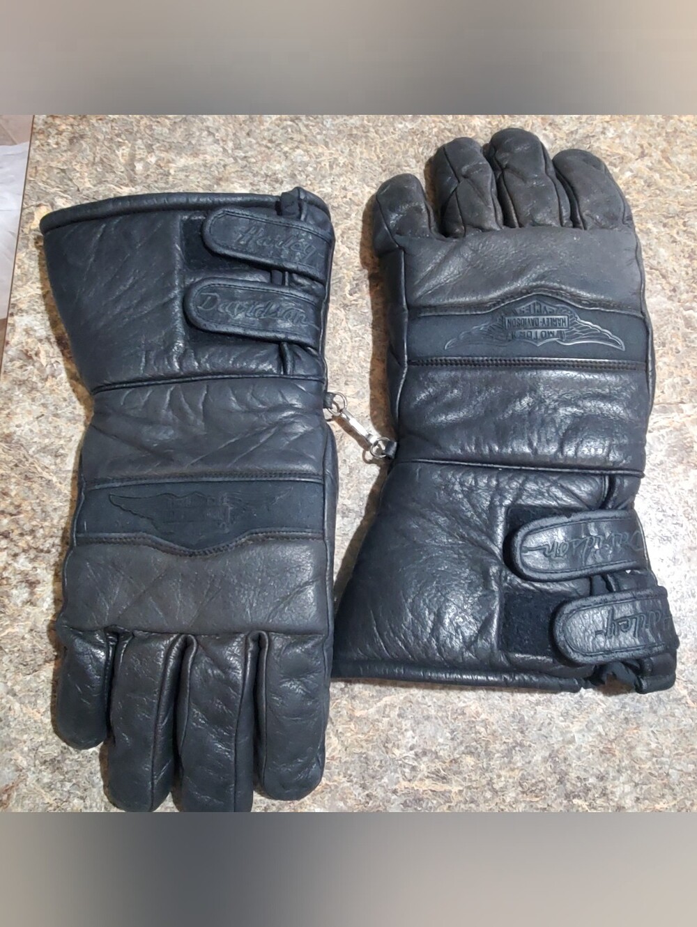 HARLEY DAVIDSON BLACK LEATHER GAUNTLET INSULATED GLOVES. XXL. RIDING GLOVES